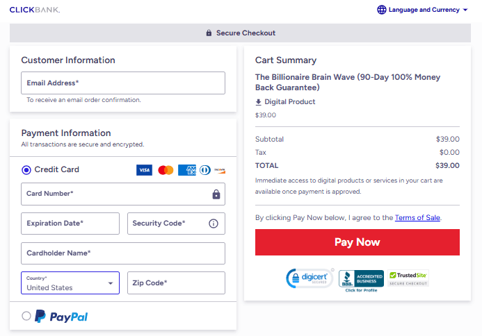 BillionaireBrainWaveCheckoutPage